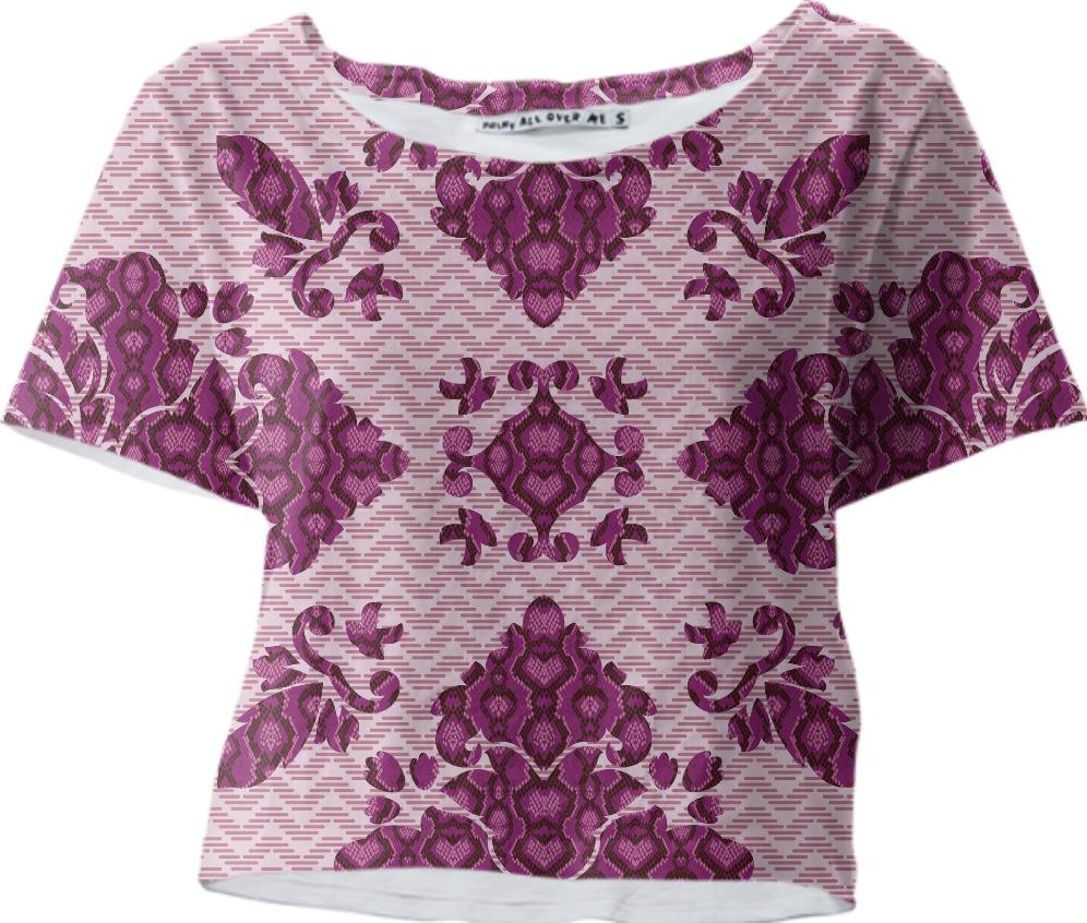 Python Lace Fantasy in Pink Crop Tee