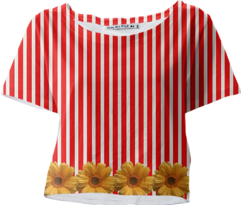 red stripes with yellow daisy