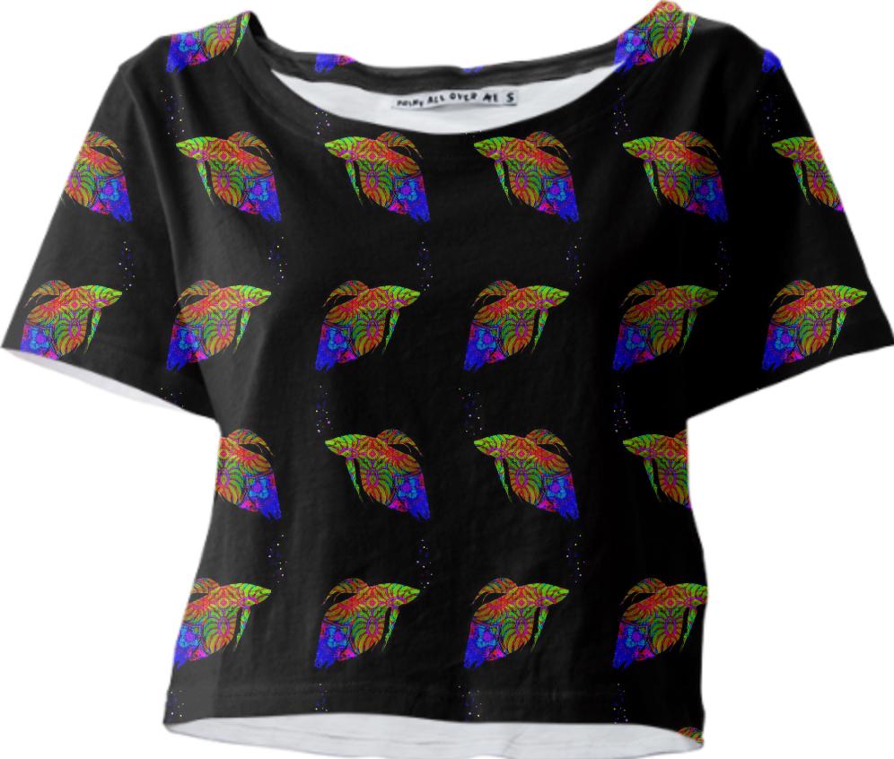 Swimming With The Neon Fish Crop Tee by Dovetail Designs