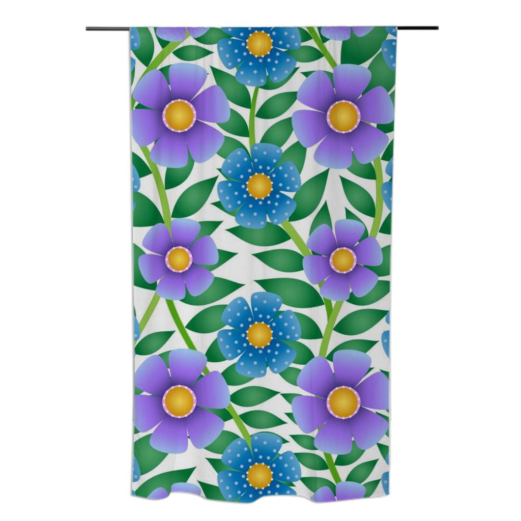 Purple and Blue Floral Curtains