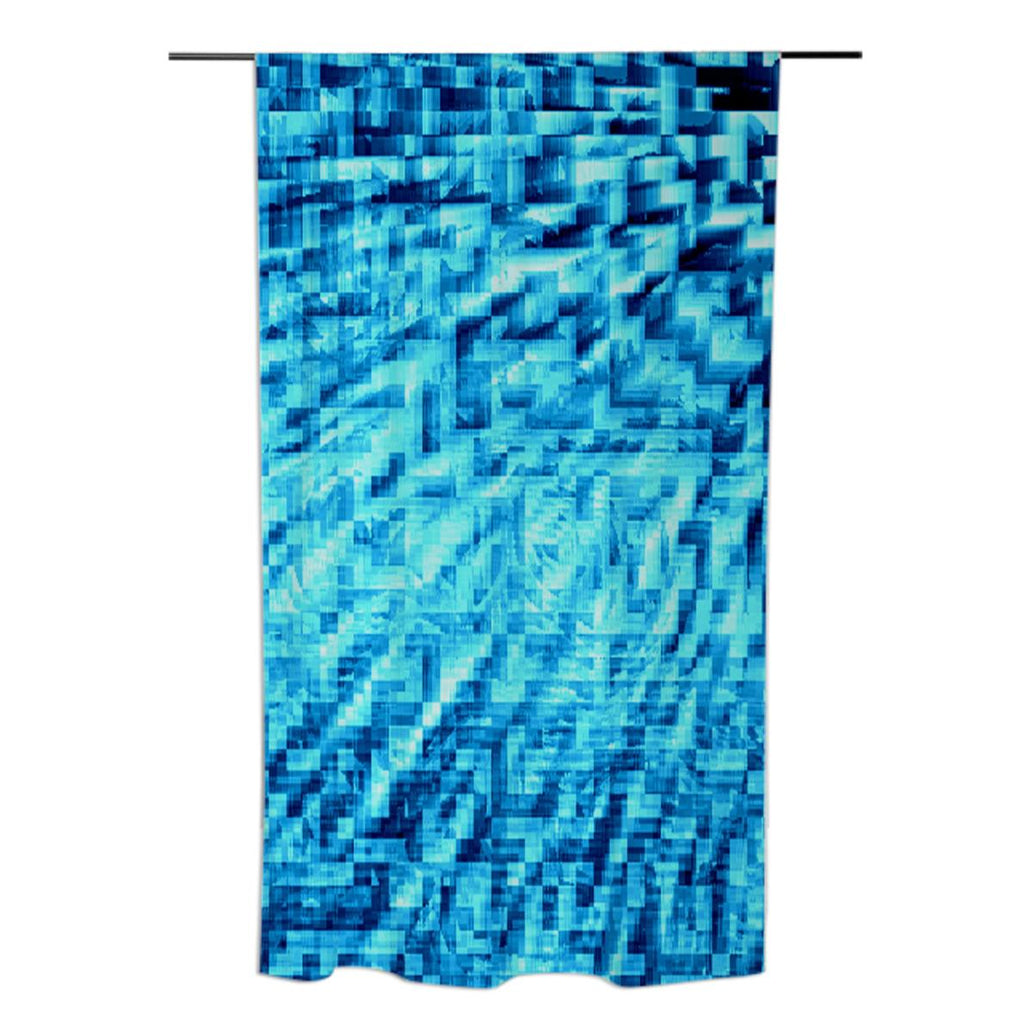 Turquoise Windy Pixels Curtains