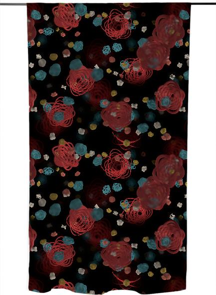 Sprouted Spirals Red and Blue Curtain