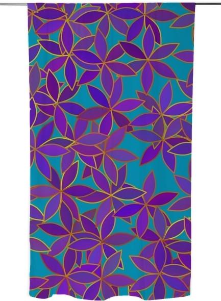 Abstract Flowers on Turquoise Background