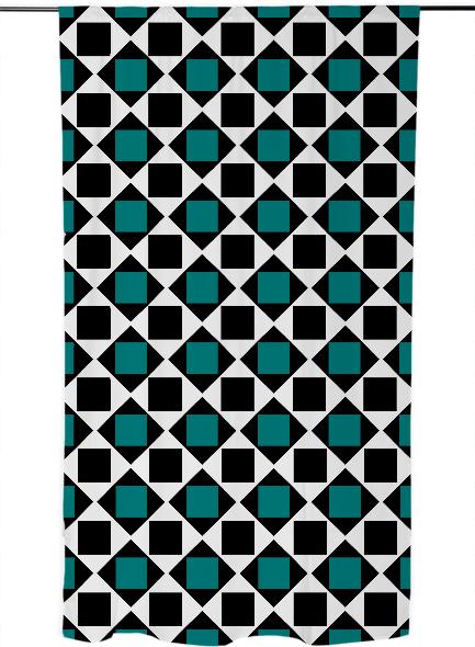 Chic teal and black squares and diamonds
