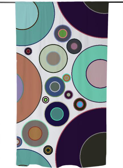 Funky Retro Circles Abstract Curtains