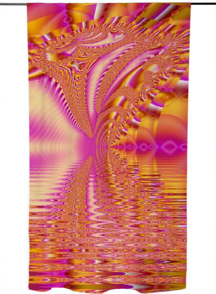 Golden Pink Fiesta Abstract Fractal Ocean Ripples
