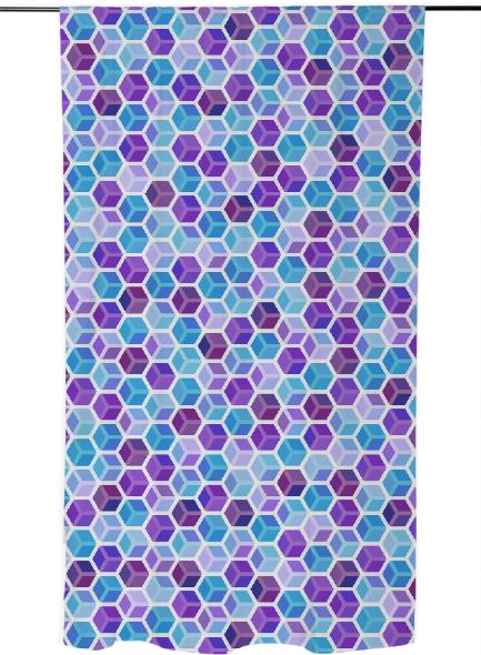 Purple and Blue cube pattern curtain