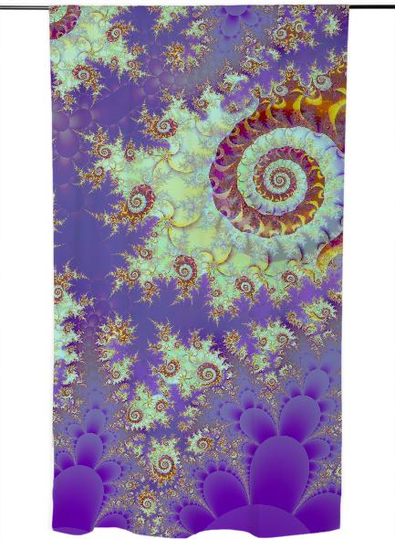 Sea Shell Spiral Abstract Violet Cyan Stars