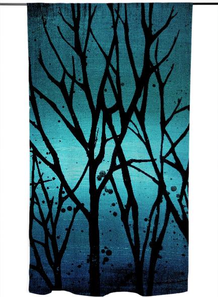 Teal Branches Painting Curtain