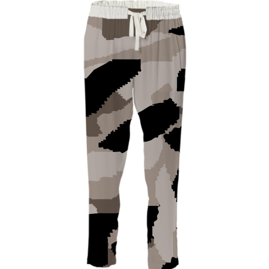 Beige Camouflage Drawstring Pants
