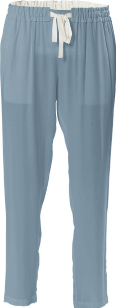 Solid Mid Blue Gray Drawstring Pant