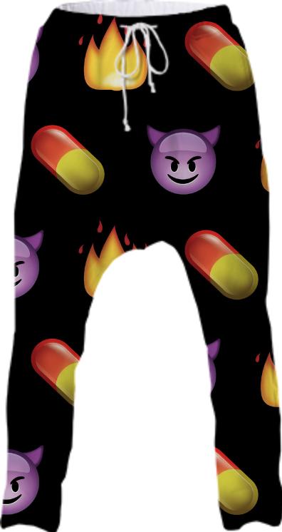 Emoji Fire Drop Pants Black