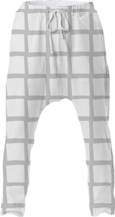Grey and White Grid Drop Pant