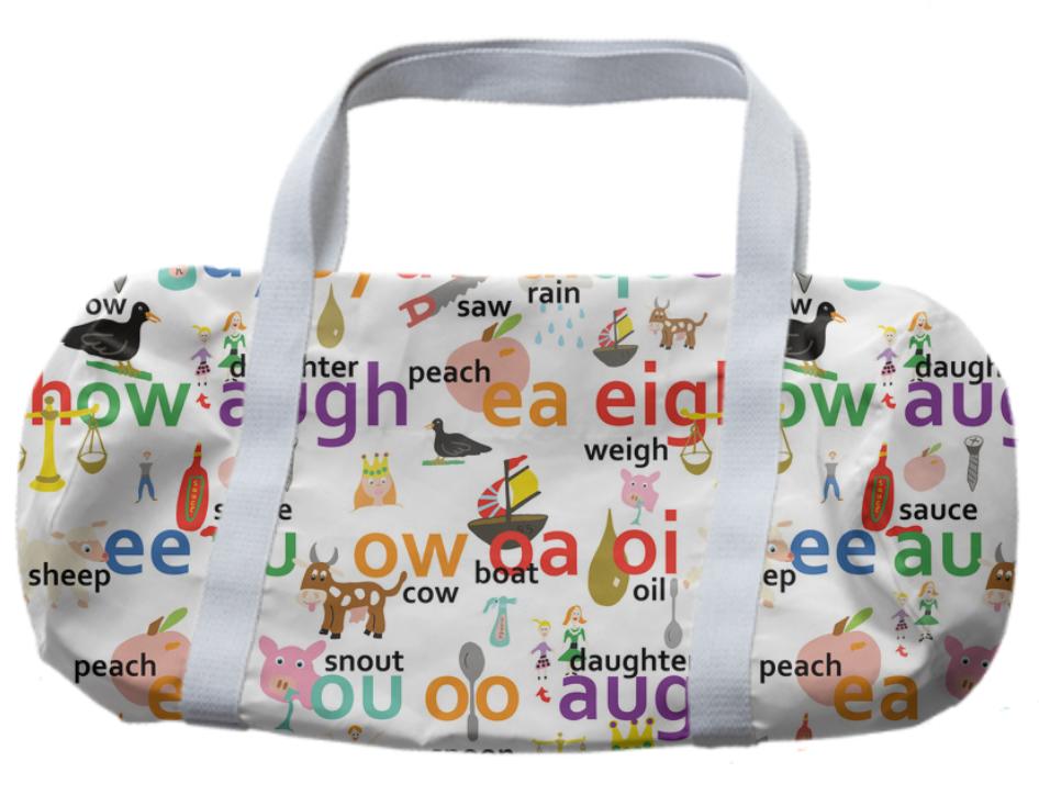 Alphabet more vowel blends inspired duffle bag