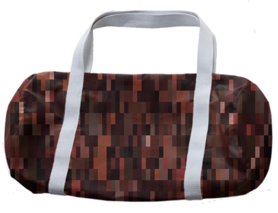 Dark Brown Tones Pixel Abstract Duffle Bag