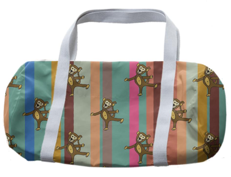 Little Monkey dancing on stripe duffle bag