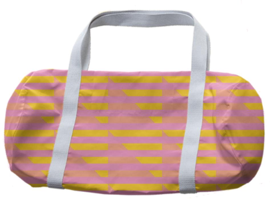 Pink Peach Yellow Houndstooth Duffle Bag