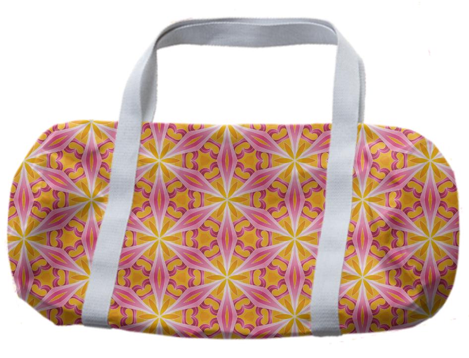 Yellow and Pink Star Geometric Duffle Bag