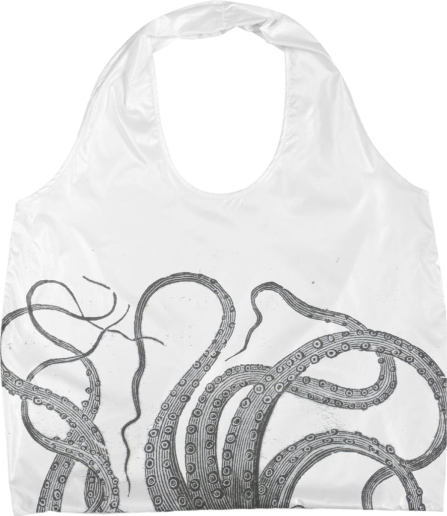 Octopus tentacles vintage kraken sea monster graphic emo goth eco tote bag