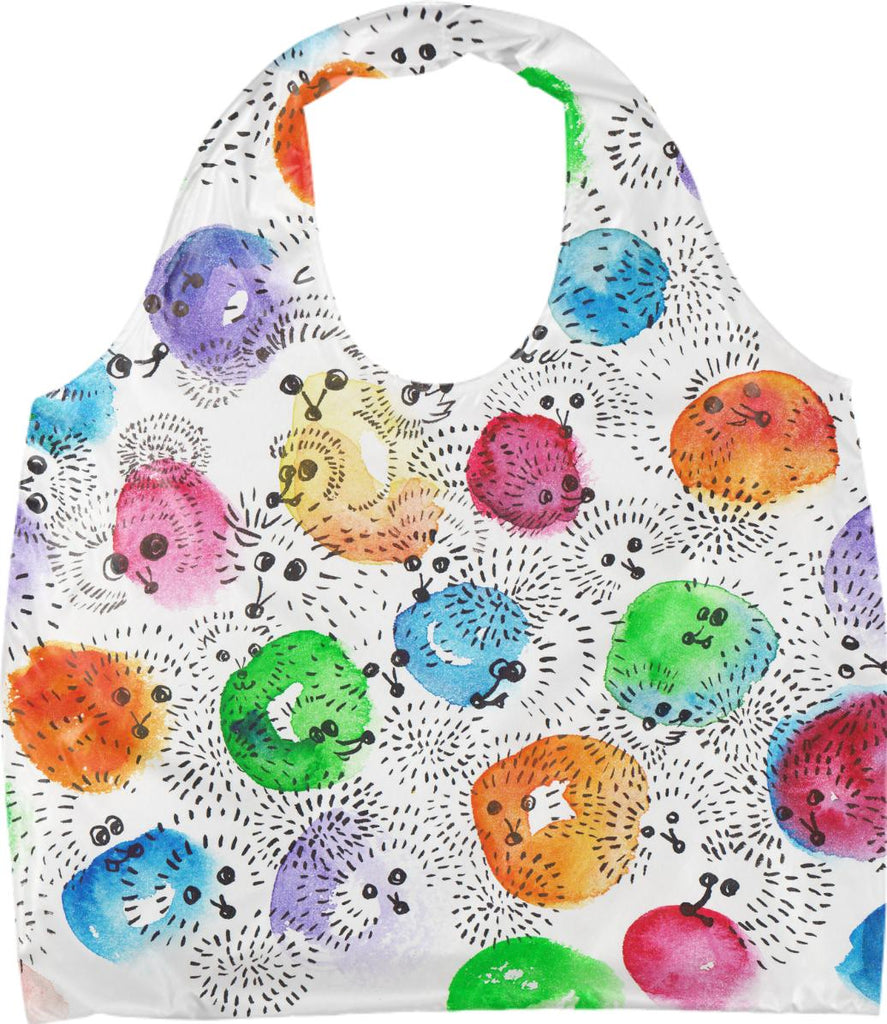 polka dot watercolor hedgehog bag