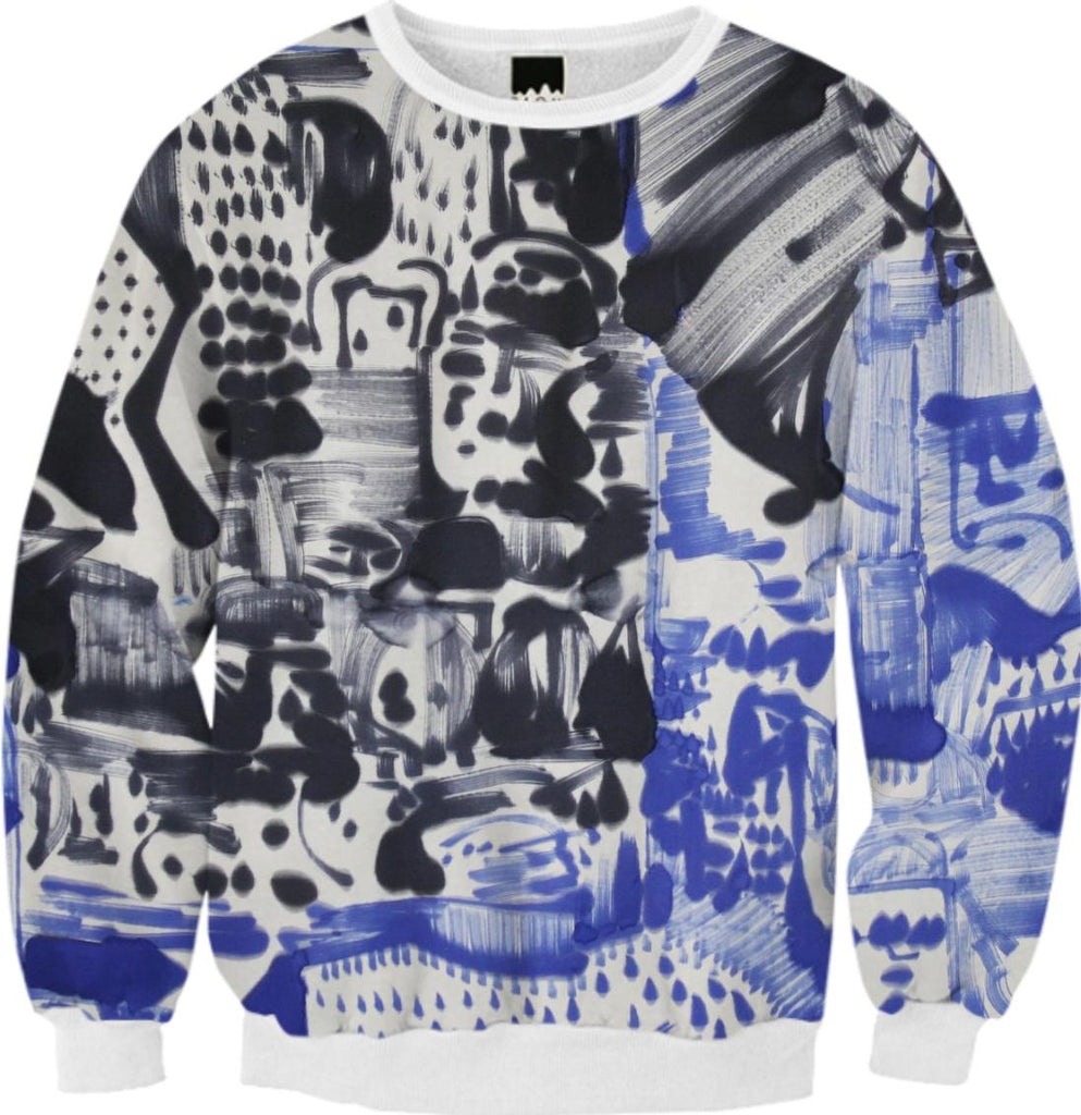 PAOM, Print All Over Me, digital print, design, fashion, style, collaboration, fort-makers, fort makers, Ribbed Sweatshirt, Ribbed-Sweatshirt, RibbedSweatshirt, Blue, Black, Towns, Fall, autumn winter, unisex, Poly, Tops