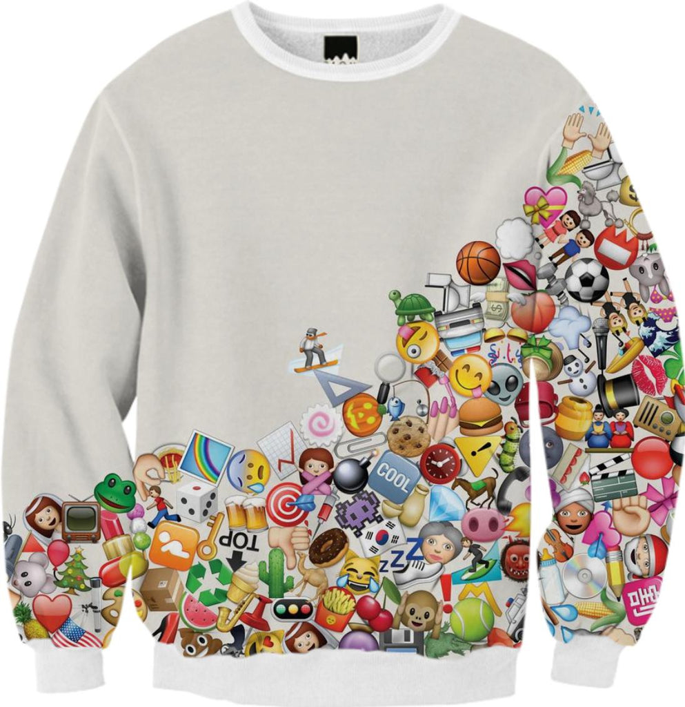 PAOM, Print All Over Me, digital print, design, fashion, style, collaboration, simseema, Ribbed Sweatshirt, Ribbed-Sweatshirt, RibbedSweatshirt, Emoji, autumn winter, unisex, Poly, Tops