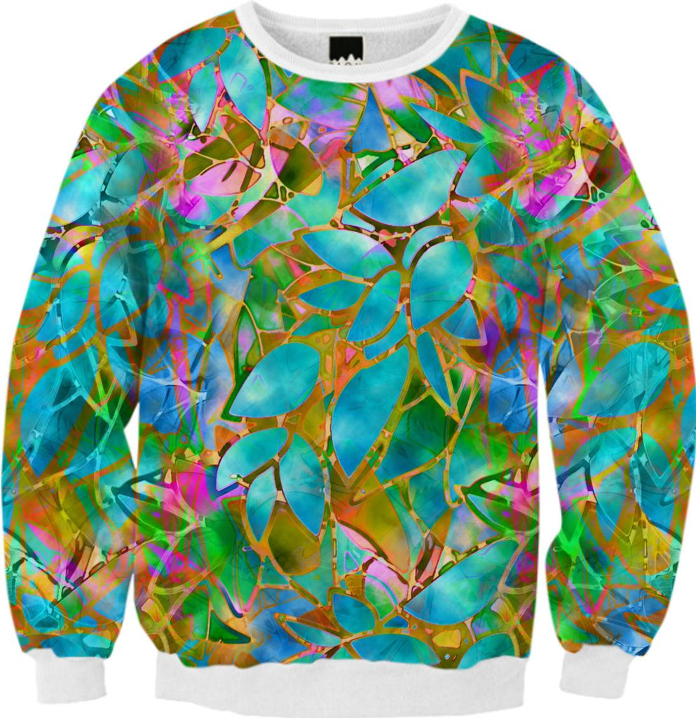 FALL SWEATSHIRT Floral Abstract Stained Glass G34