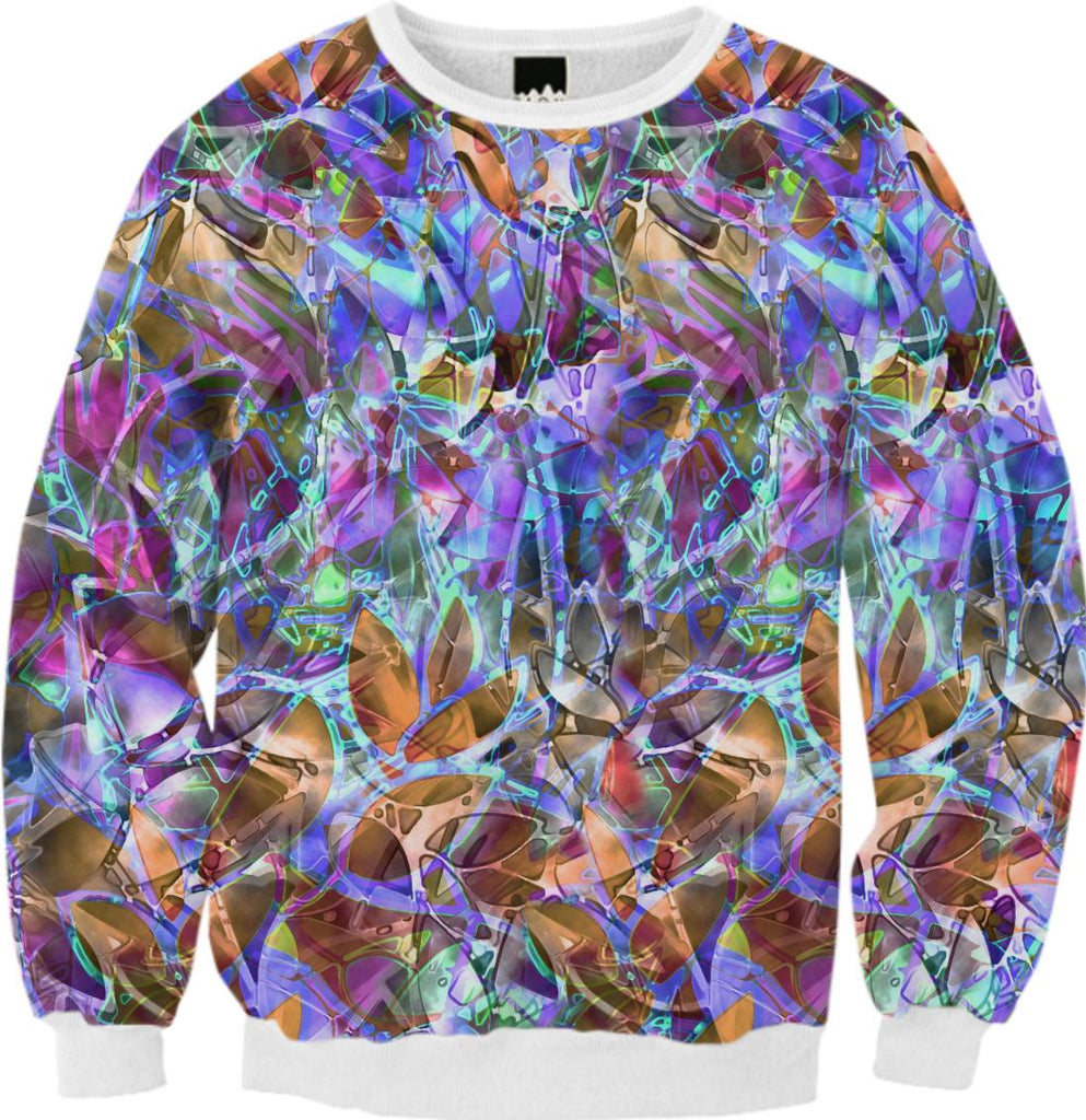 FALL SWEATSHIRT Floral Abstract Stained Glass G37