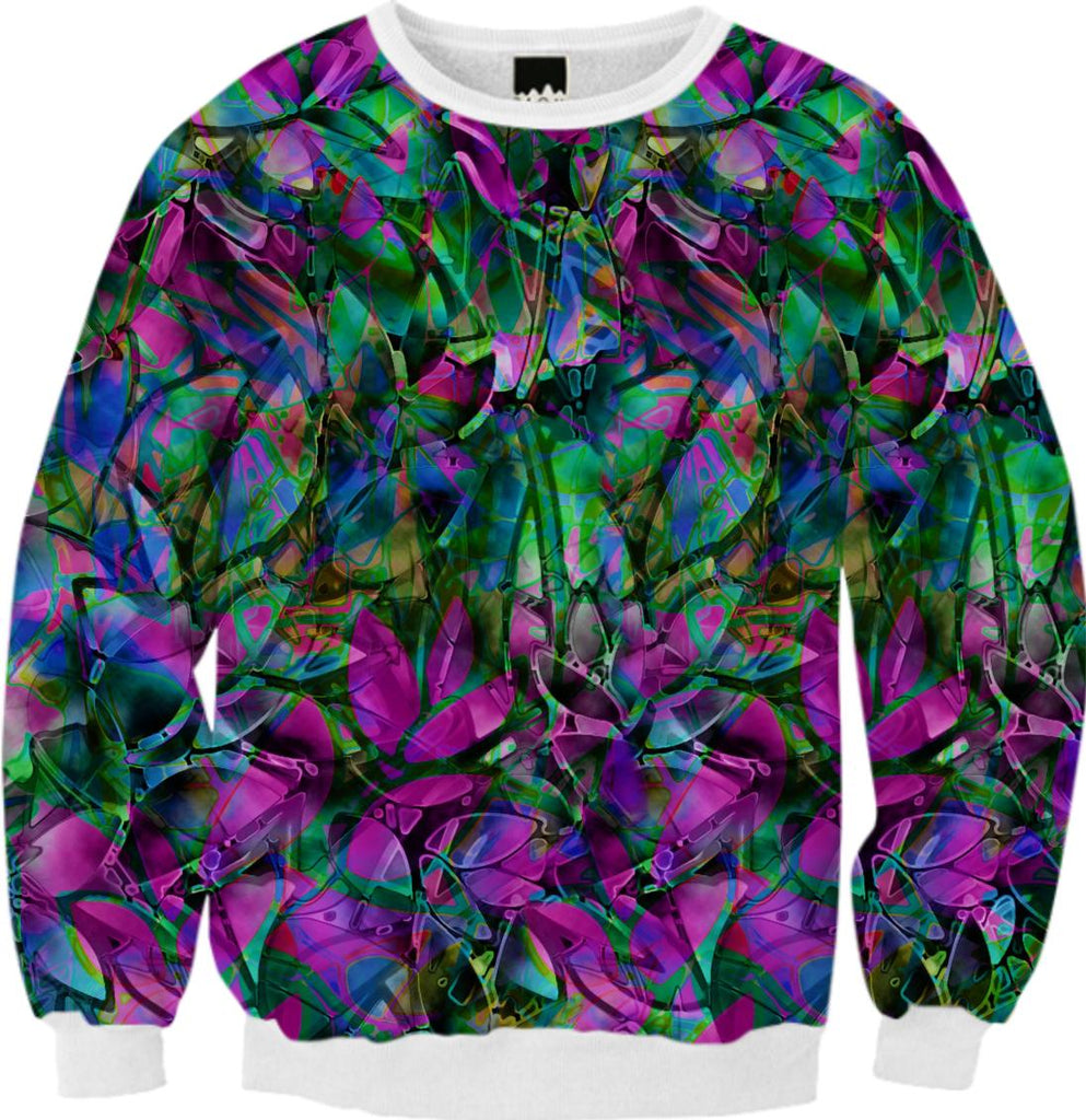 FALL SWEATSHIRT Floral Abstract Stained Glass G46