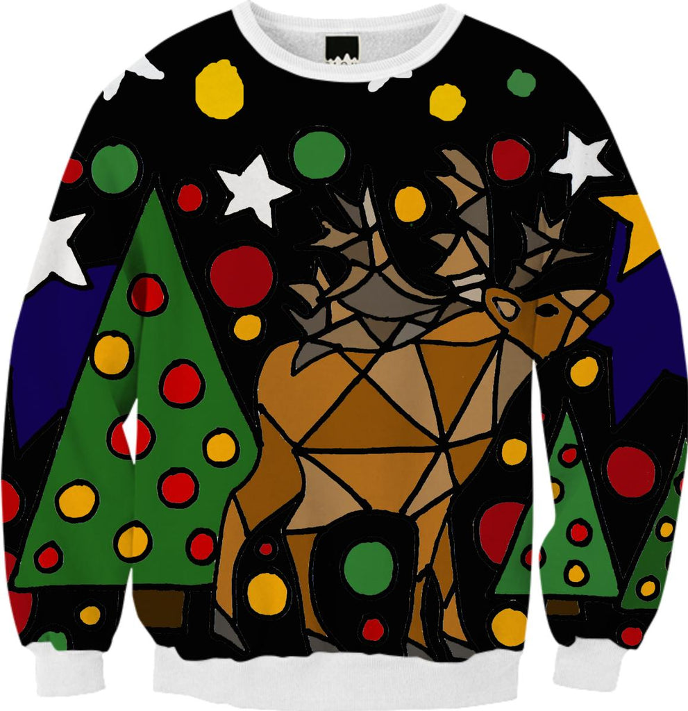 Fun Christmas Reindeer and Trees and Stars Abstract