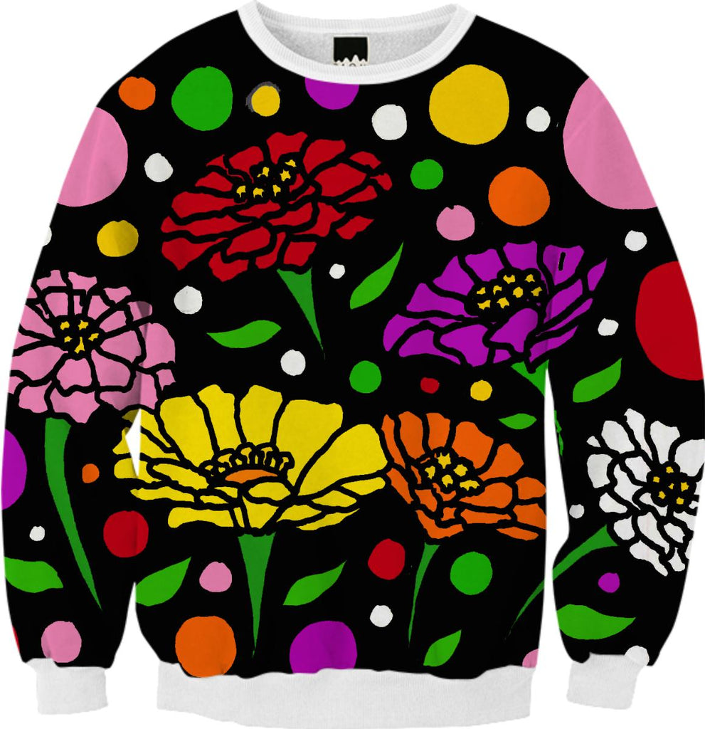 Fun Zinnias Flowers Abstract Art Sweatshirt