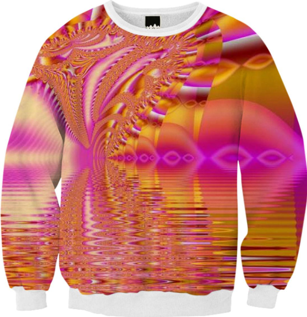 Golden Pink Fiesta Abstract Fractal Ocean Ripples