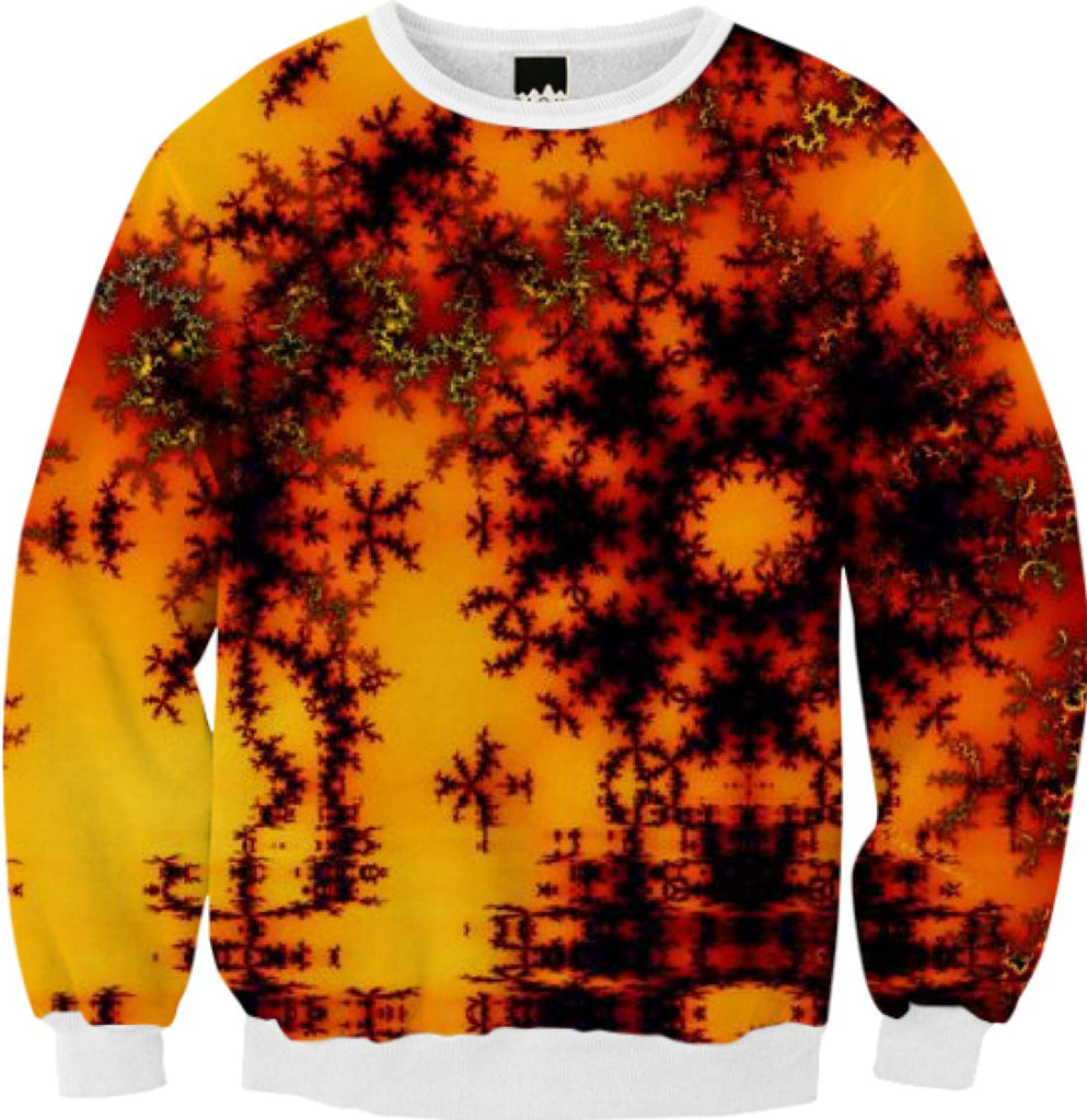 Mystical Golden Fire Lake Abstract Baroque Illusion