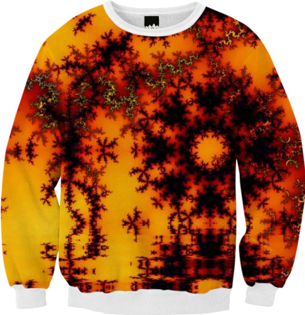 Mystical Golden Fire Lake Abstract Baroque Illusion