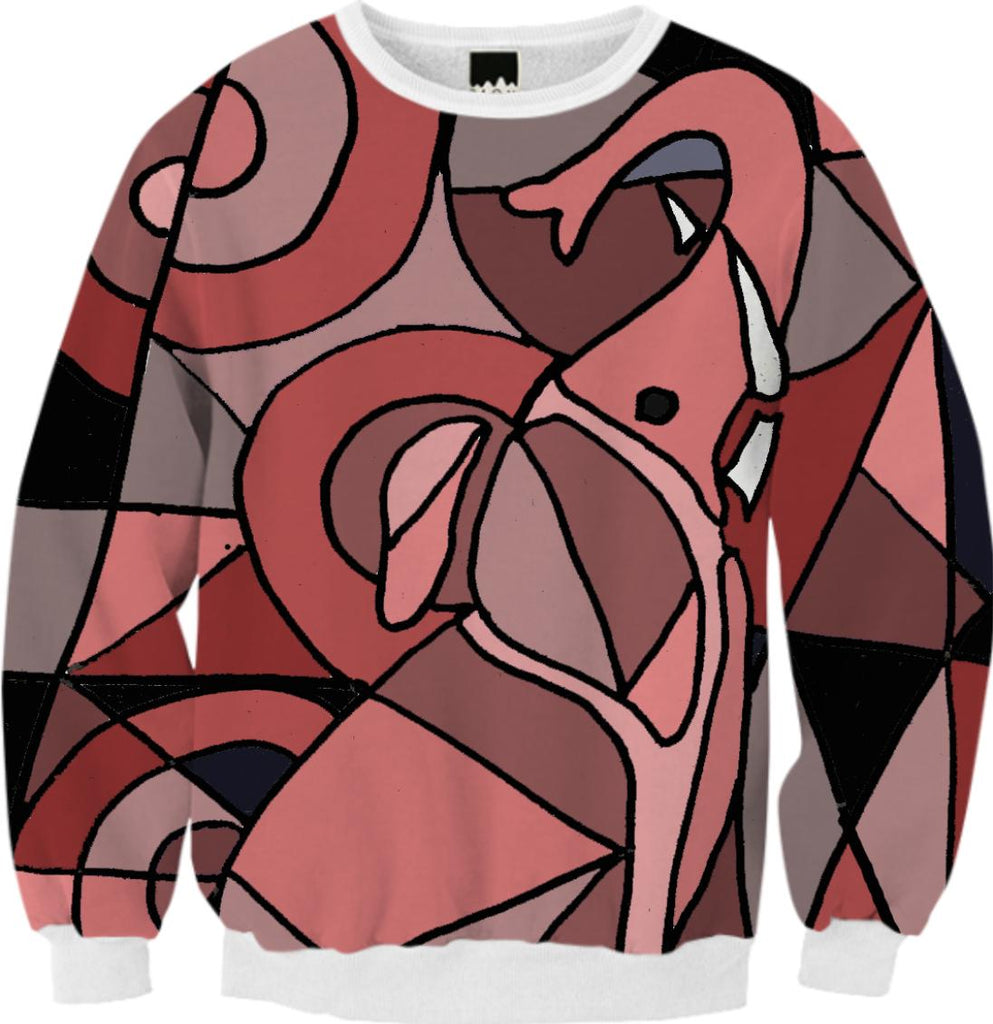 Pink Elephant Abstract Art Sweatshirt