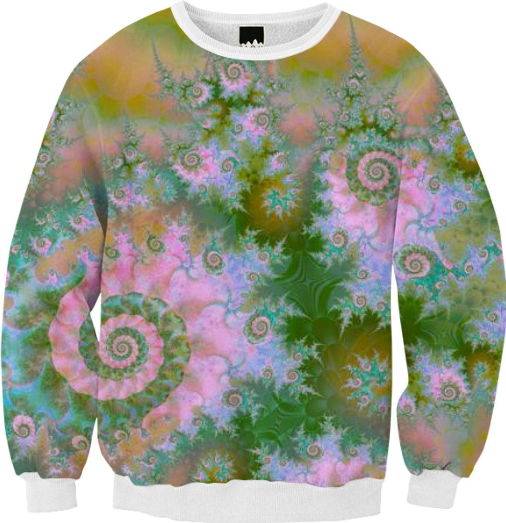 Rose Forest Green Abstract Fractal Swirl Dance