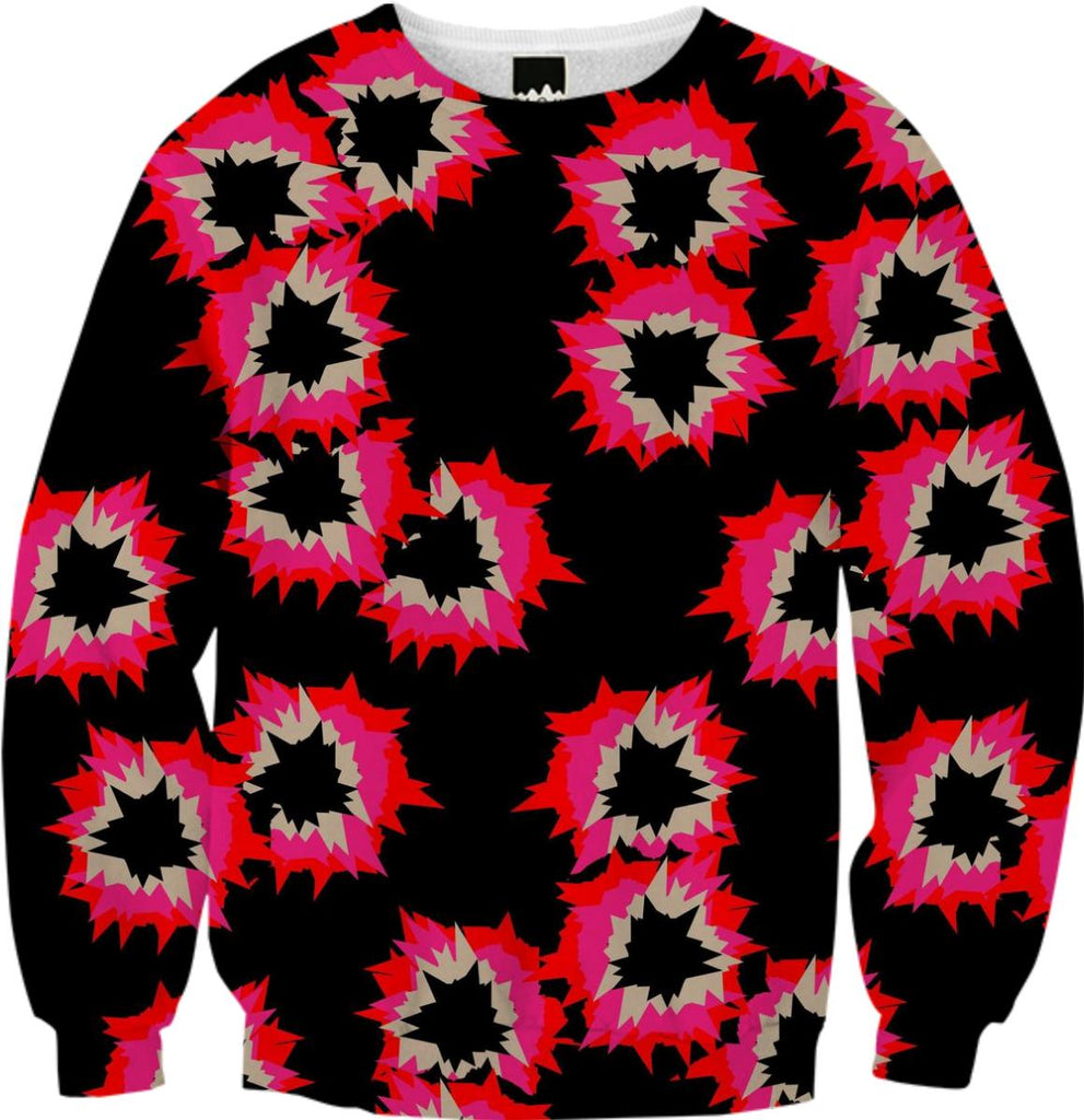 SHOCKING ORANGE AND PINK FUNKY FUN ABSTRACT GRAPHIC DESIGN SWEATSHIRT TOP