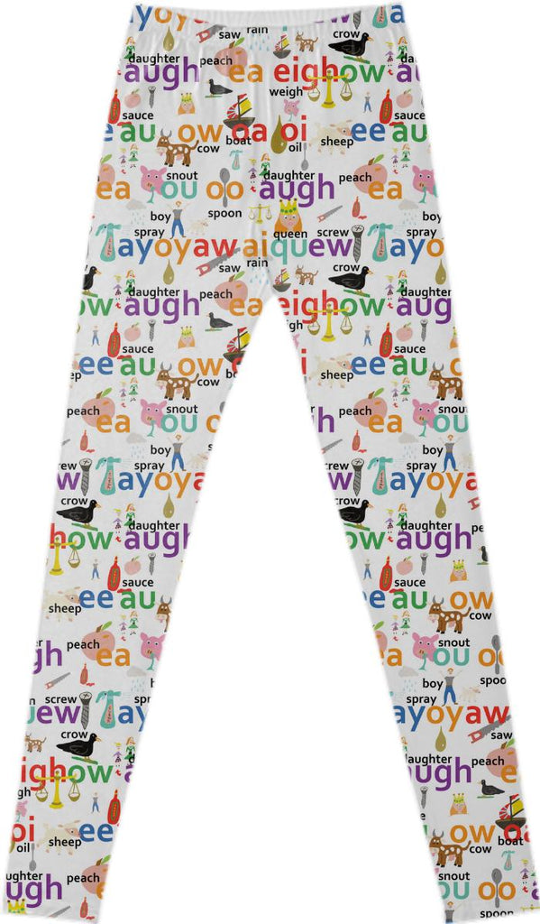 Alphabet more vowel blends inspired fancy leggings