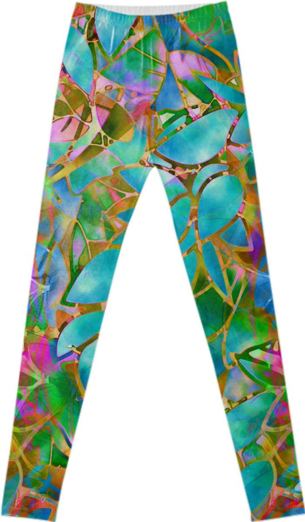 FANCY LEGGINGS Floral Abstract Stained Glass G34