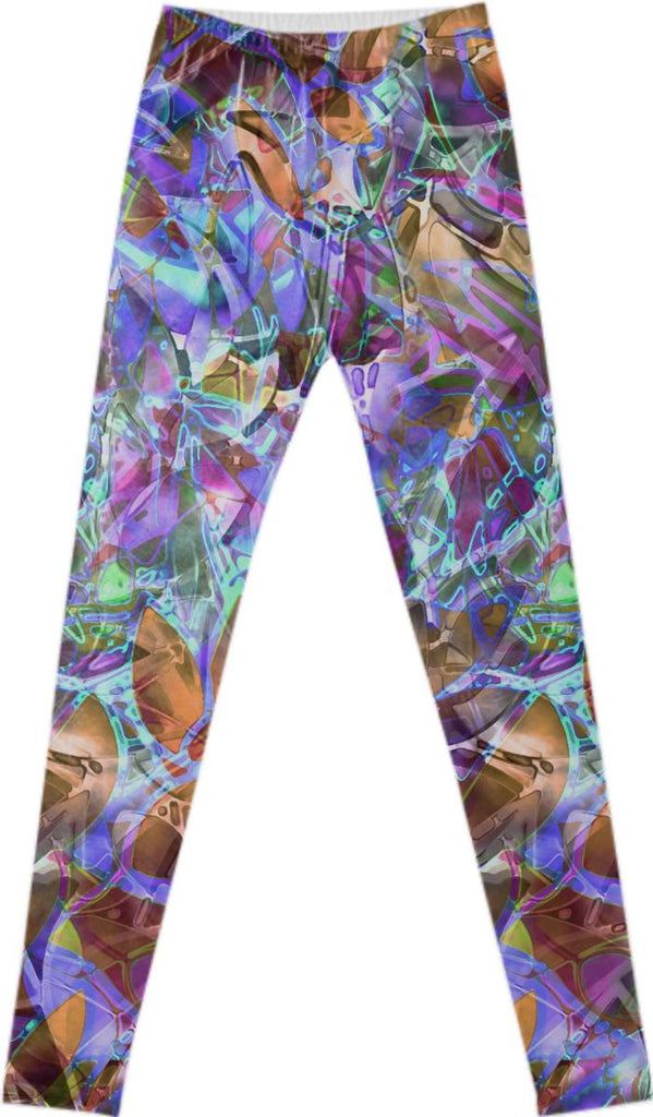 FANCY LEGGINGS Floral Abstract Stained Glass G37