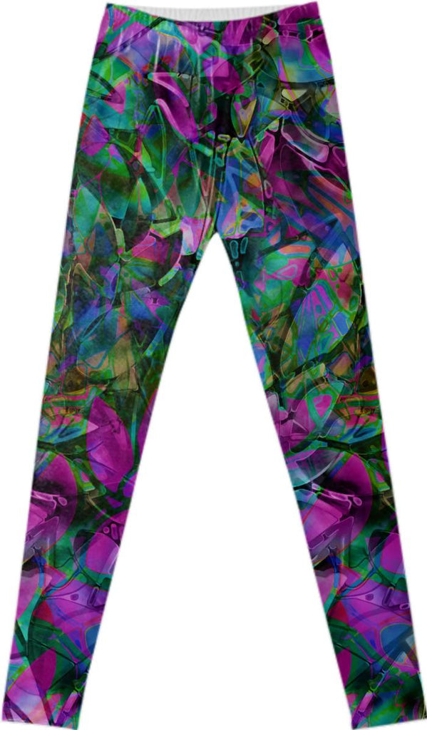 FANCY LEGGINGS Floral Abstract Stained Glass G46