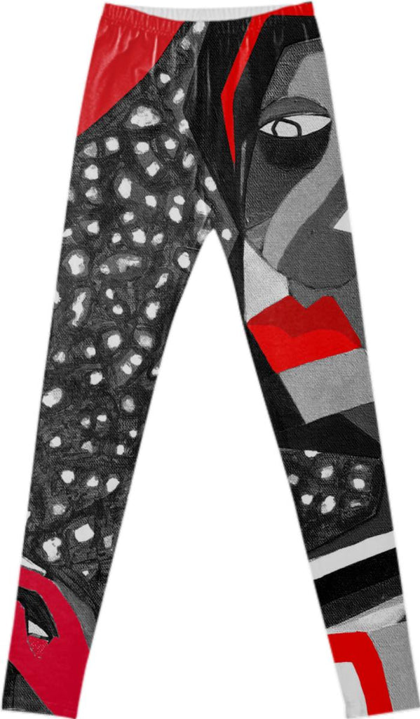 Under The Cherry Moon red 2 Black White Collection Fancy Leggings