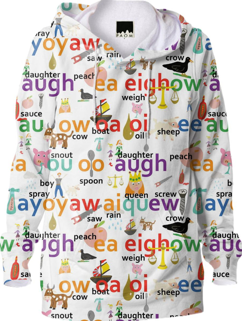 Alphabet more vowel blends inspired hoodie sweatshirt