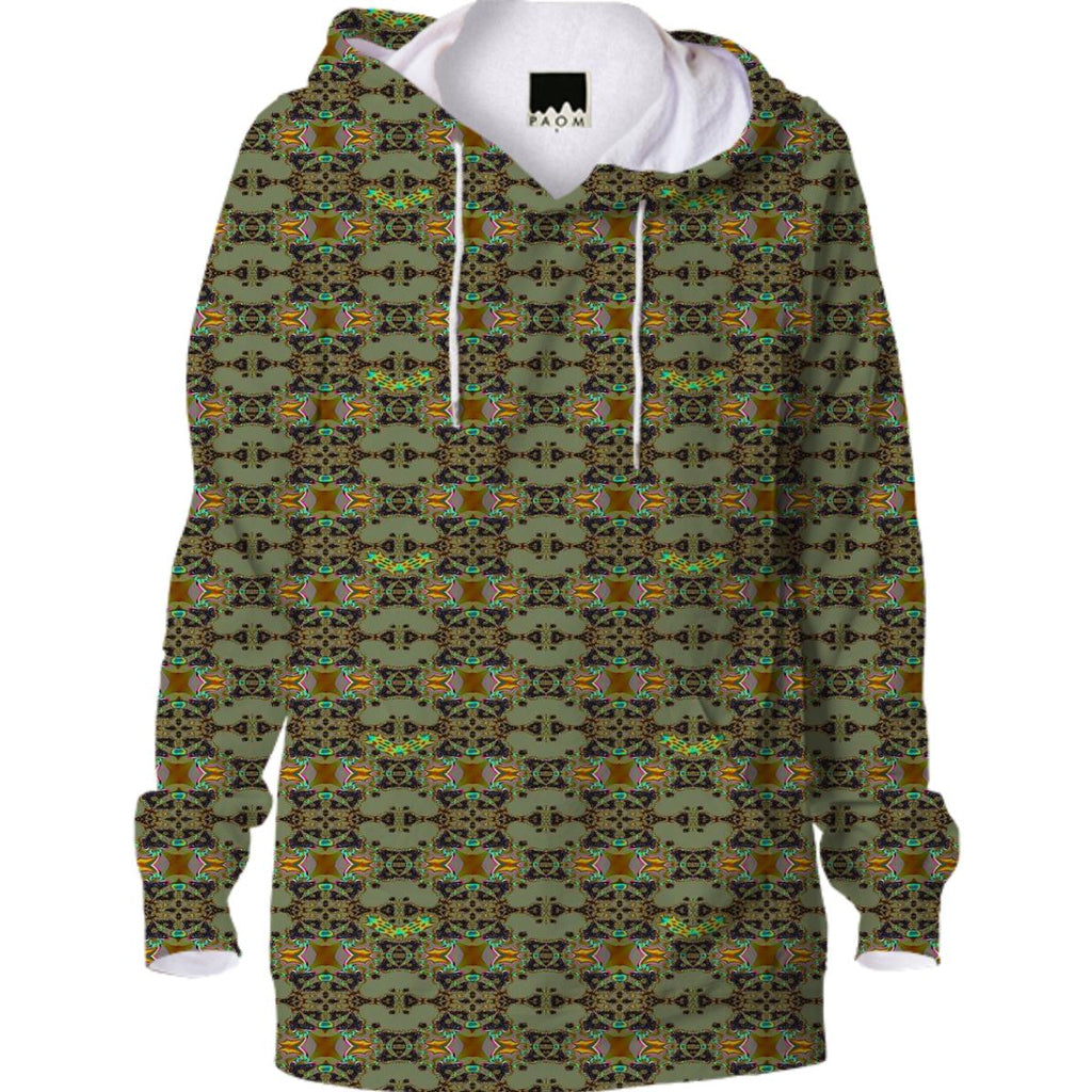 Army Green Abstract Pattern Hoodie