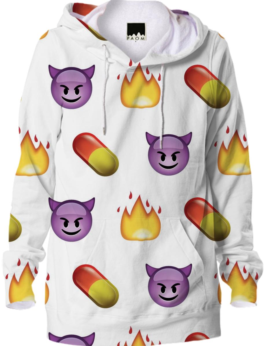 Emojis Pullover EMOJI FIRE HOODIE WHITE - Main Image