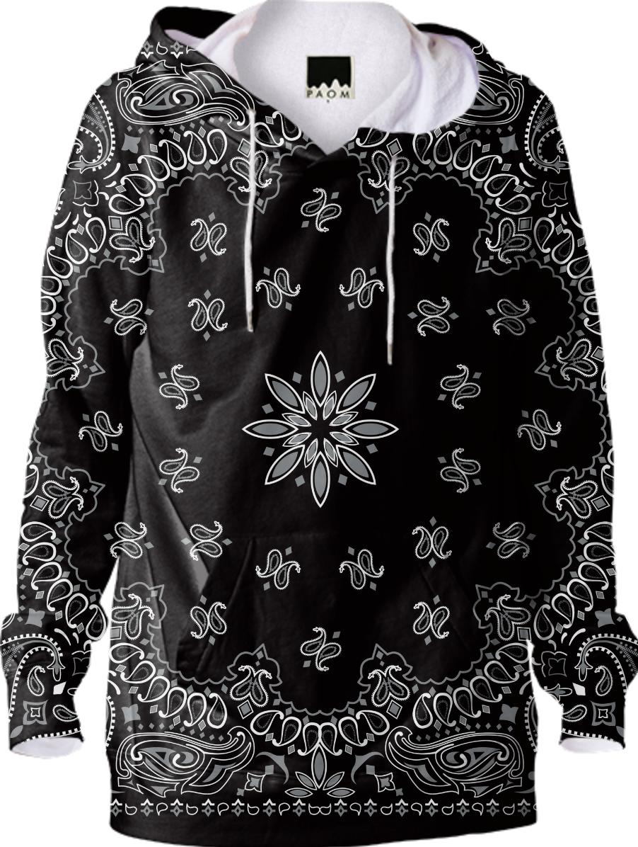 Evil Robot Hustler Original Gangster Paisley Black Bandana Hoodie