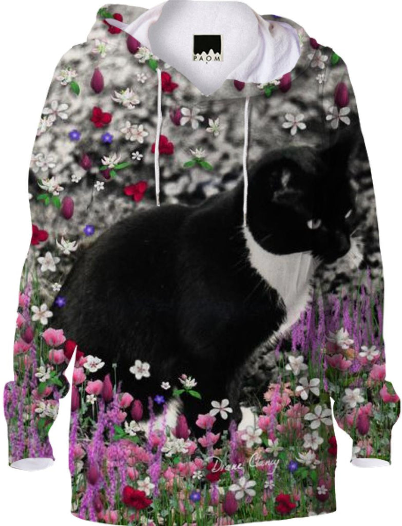 Freckles in Flowers II Black and White Tuxedo Kitty Cat