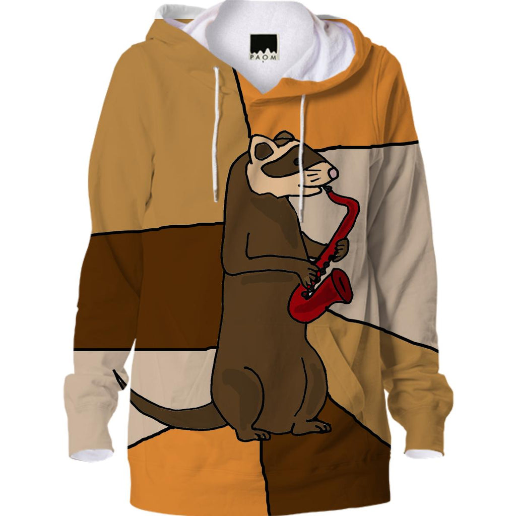 Funny Ferret Playing Saxophone Abstract Hoodie