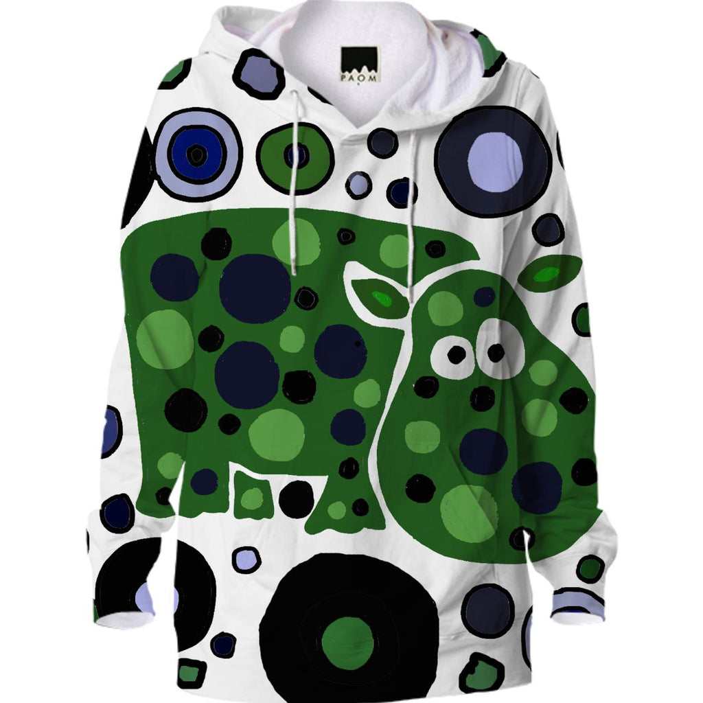 Funny Green Spotted Hippo Abstract Hoodie