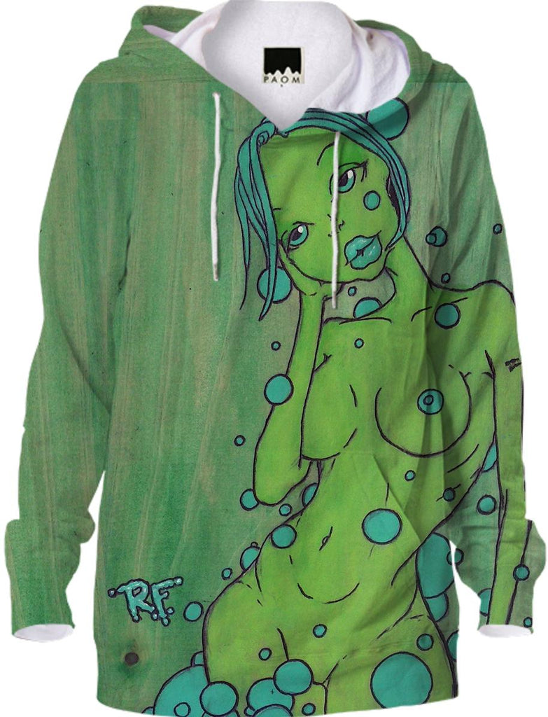 Green Bubbles and a Girl Hoodie